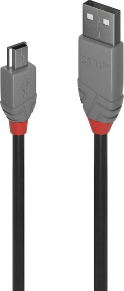 Fotoja e Kabllo Lindy USB-A - miniUSB, 5 m, e hirtë