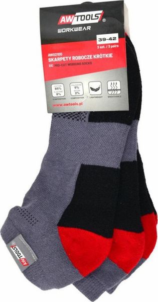 Fotoja e Çorape të shkurta AWTools, 39-42, 3 copë, të hirta