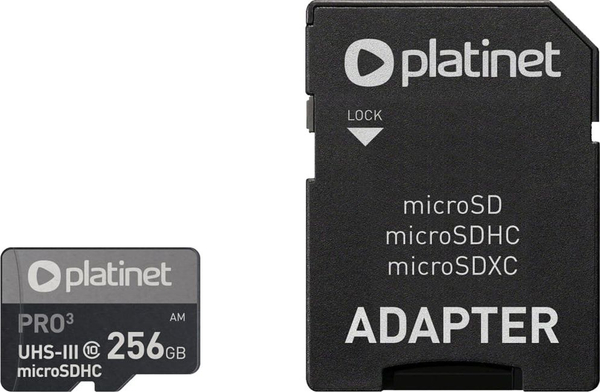 Fotoja e Kartë memorje Platinet Pro Micro SD, 256GB, e zezë