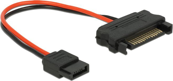 Fotoja e Kabllo Delock (84873), SATA 15 pin - SATA 6 pin, 0.1 m, e kuqe