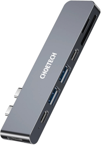 Fotoja e Hub Choetech, HUB-M14, USB-C, 2x USB-A 3.0, HDMI 4K, PD 100W, lexues karte
