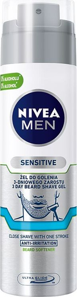 Fotoja e Xhel rroje për meshkuj Nivea Sensitive Shaving, 200ml, i hirtë