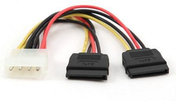 Fotoja e Kabllo Gembird Molex (CC-SATA-PSY-0.3M), SATA X2, 0.3m
