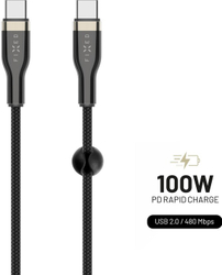 Fotoja e Kabllo karikimi dhe për të dhëna FIXED USB-C - USB-C, USB 2.0, PD 100W, 1.2m, e zezë