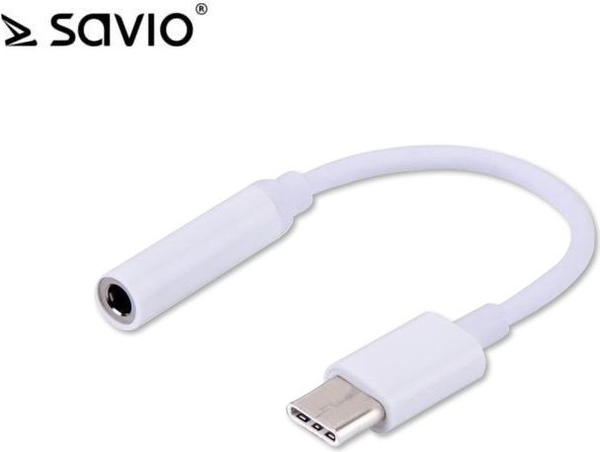 Fotoja e Përshtatës Elmak Savio SAVIO AK-35, USB-C në Jack 3.5mm, 12cm, i bardhë