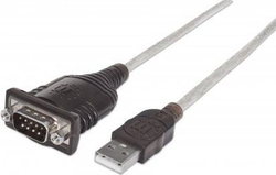 Fotoja e Kabllo Manhattan USB A - RS232 205153, 0.45m, e zezë