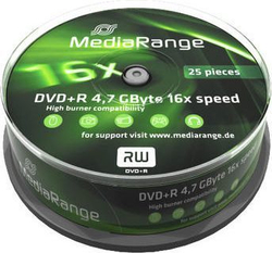 Fotoja e Disqe MediaRange DVD+R 4,7GB 16x, Spindle 25 copë