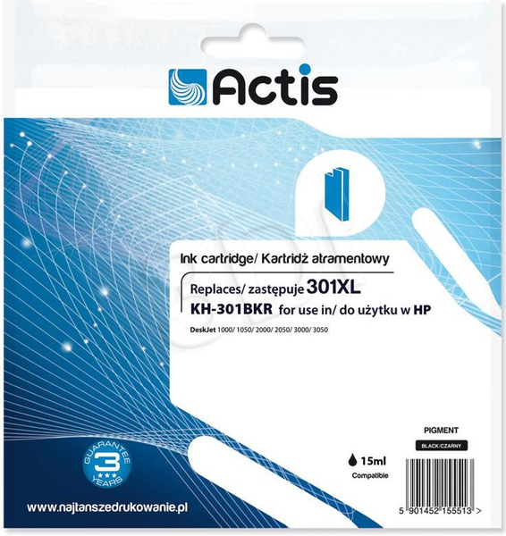 Fotoja e Ngjyrë për printer Actis KH-301BKR CH563EE, No. 301XL, e zezë