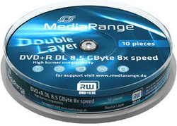 Fotoja e Disk MediaRange DVD+R DL, 8.5GB, 10 copë