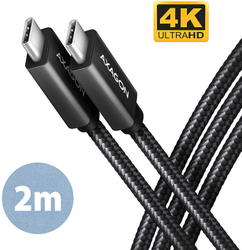 Fotoja e Kabllo AXAGON USB-C - USB-C SPEED+ USB3.2 Gen 2, PD100W 5A, 4K UHD, 2m, e zezë