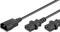 Fotoja e Kabllo energjie MicroConnect PE061306, C13x2 - C14, 0.6 m, e zezë