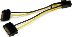 Fotoja e Kabllo përshtatëse StarTech SATA 15-pin - PCIe 6-pin, 0.15m, e verdhë