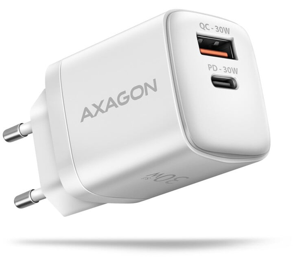 Fotoja e Karikues AXAGON ACU-PQ30, USB-A, USB-C, PD, QC4+, 30W, i bardhë