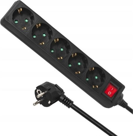 Fotoja e Kabllo vazhduese Maclean 5-socket, 1.4 m, e zezë