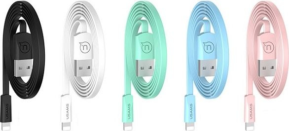 Fotoja e Kabllo Usams U2 USB 0 Lightning për iPhone 5/6/7/8/X (US-SJ199), 1.2m, e bardhë