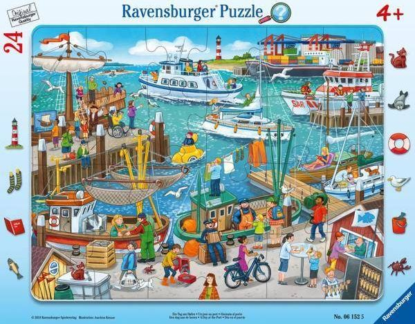 Fotoja e Puzzle Ravensburger A Day at the Harbor 061525, 24 copëza