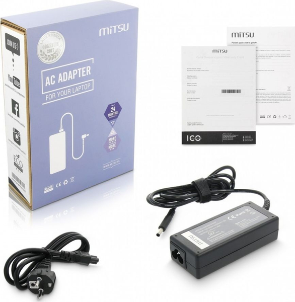 Fotoja e Karikues laptop Mitsu ZM/AS19342P, 65 W, 3.4A, 3 mm, 19 V, i zi