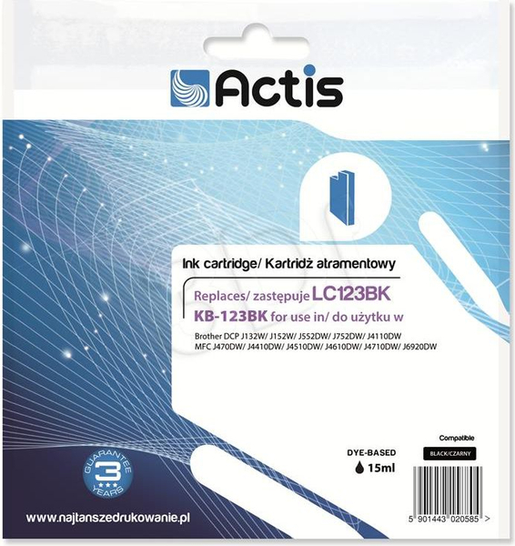 Fotoja e Ngjyrë për printer Actis KB-123BK/LC123BK, e zezë