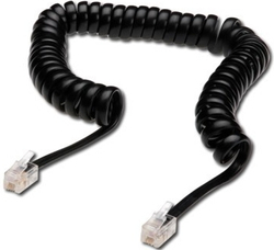 Fotoja e Kabllo lidhës telefonik spirale Digitus AK‑460101‑040‑S, RJ10 në RJ10, 4 m, e zezë