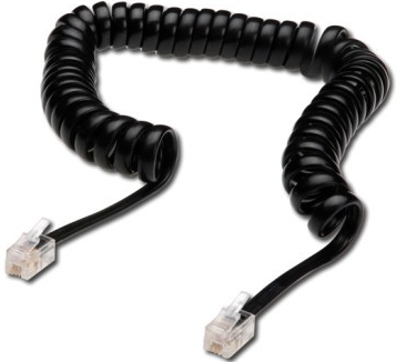 Fotoja e Kabllo lidhës telefonik spirale Digitus AK‑460101‑040‑S, RJ10 në RJ10, 4 m, e zezë
