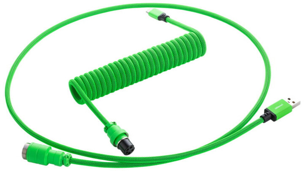 Fotoja e Kabllo spirale CableMod Pro, USB-C/USB-A, 1,5m, e gjelbër