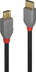Fotoja e Kabllo Lindy USB-C - microUSB, 0.5m, e zezë