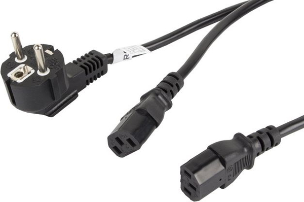 Fotoja e Kabllo energjie Lanberg CEE 7/7 - 2x IEC 320 C13, 2m, e zezë