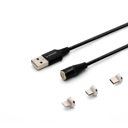Fotoja e Kabllo Savio, USB C / USB C.Micro USB A / Lightning, 2 m, e zezë