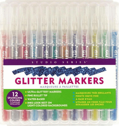 Fotoja e Markerë me shkëlqim Peter Pauper Press Glitter, 12 ngjyra