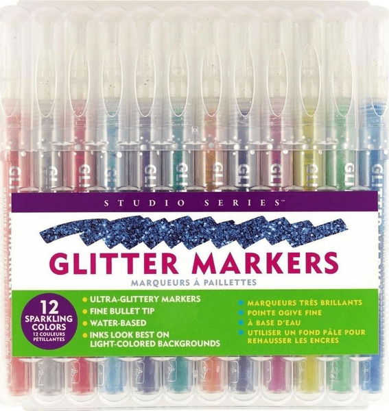 Fotoja e Markerë me shkëlqim Peter Pauper Press Glitter, 12 ngjyra