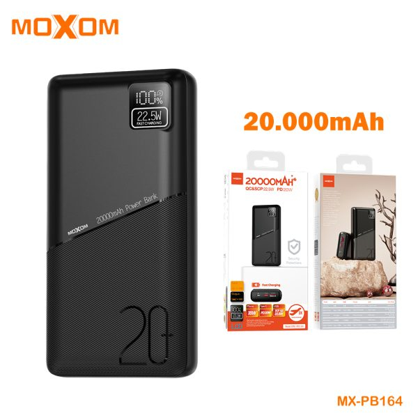 Fotoja e Power Bank Moxom, 20000mAh, 22.5W, i zi