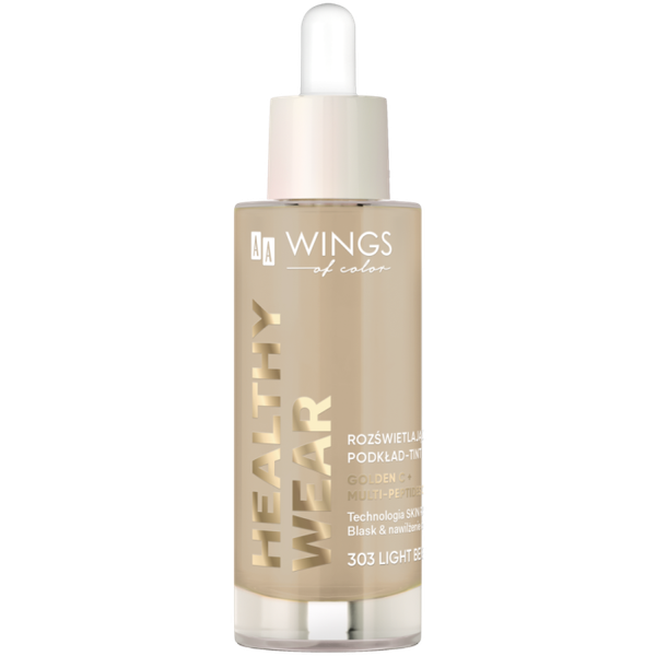 Fotoja e Krem pudër AA Wings Healthy Glow, 303 Light Beige, 30 ml