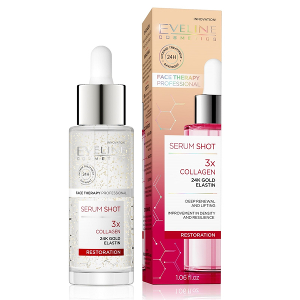 Fotoja e Serum Eveline Serum Shot Rebuilding Serum 3x Collagen 24k Gold Elastin, 30ml