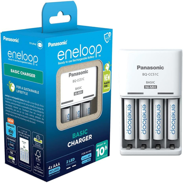 Fotoja e Panasonic Eneloop Charger (10h) + 4 Batteries