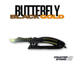 Fotoja e Thikë 3DPrintKS CS2/CS:GO - Butterfly Black Gold