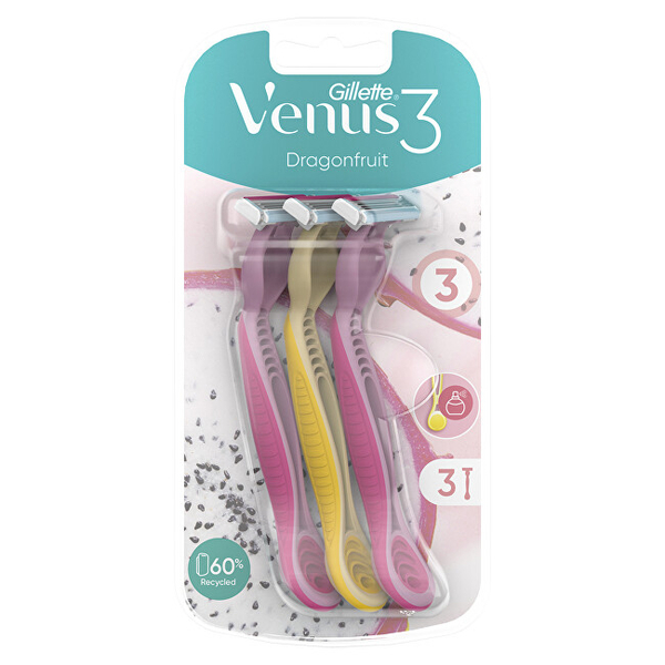 Fotoja e Brisk rroje Gillette Venus 3 Dragonfruit për femra, 3 copë