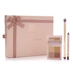 Fotoja e Set grimi SOSU Cosmetics Shimmer & Spice, hije + brushë + laps