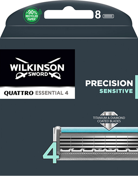 Fotoja e Set koka zëvendësuese për brisk rroje Wilkinson Sword Quattro Essential Precision Sensitive, 8 copë