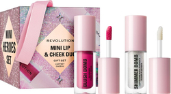 Fotoja e Set kozmetik Revolution Mini Cheek and Lip Duo, krem blush Cute Pink (Mini Blush Bomb) + lip gloss (Mini Pout Bomb).