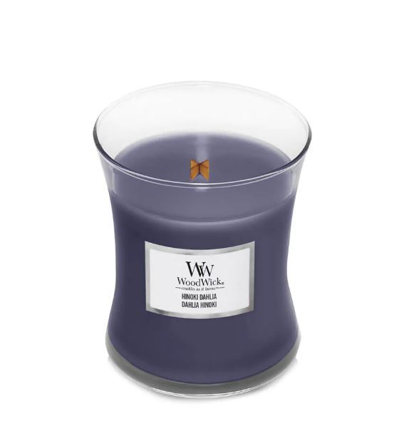 Fotoja e Qiri aromatik WoodWick Hinoki Dahlia, 275 g