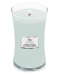 Fotoja e Qiri aromatik WoodWick Sagewood & Seagrass, 609 g