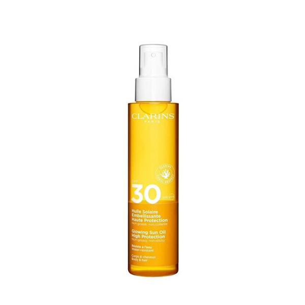 Fotoja e Vaj mbrojtës për trup dhe flokë Clarins Glowing Sun Oil, SPF 30, 150 ml