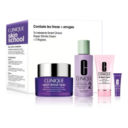 Fotoja e Set për fytyrë Clinique Smart Clinical Repair, tonik eksfoliues për fytyrë 60 ml + shkumë pastruese për fytyrë 30 ml + krem kundër rrudhave 15 ml + serum rigjenerues kundër rrudhave 5 ml