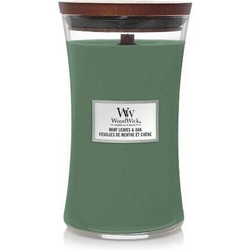 Fotoja e Qiri aromatik WoodWick Mint Leaves & Oak, 609.5 g