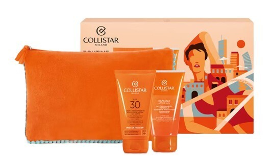 Fotoja e Set për lëkurë Collistar Ultra Protection Tanning, krem mbrojtës për trup dhe fytyrë SPF 30, 150 ml + shampo dushi pas diellit 150 ml + çantë kozmetike