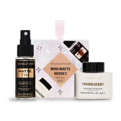 Fotoja e Set kozmetik Revolution Mini Matte Heroes, sprej diksues për make-up 30 ml + pudër për fytyrë 10 g