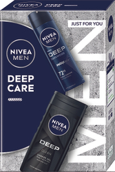 Fotoja e Set për meshkuj Nivea Deep Care, xhel dushi për trup 250 ml + antiperspirant sprej 150 ml