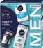 Fotoja e Set për meshkuj Nivea Keep It Cool, xhel dushi 250 ml + balsam pas rrojës 100 ml + antiperspirant i ngurtë 50 ml, Picture 1
