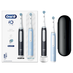 Fotoja e Brushë dhëmbësh elektrike Series iO 3 Duo në ngjyrat Black dhe Ice Blue, paketë me 2 copë