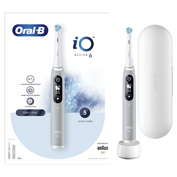 Fotoja e Brushë dhëmbësh elektrike Seria iO 6 Gri Opal Oral B